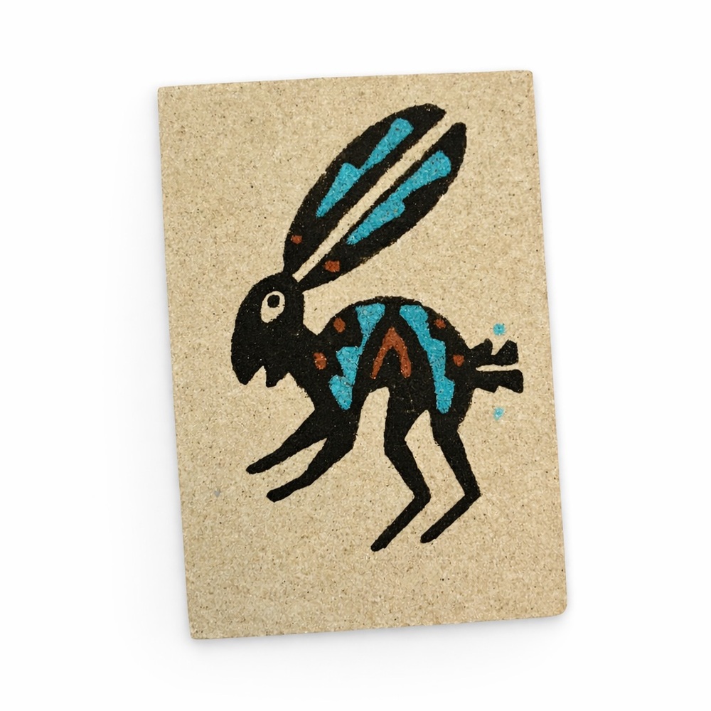 L Sandman Handmade Southwest Rabbit Sand Art Magnet Santa Fe Folk Art